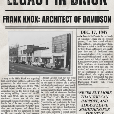 Frank Knox: Architect of Davidson
