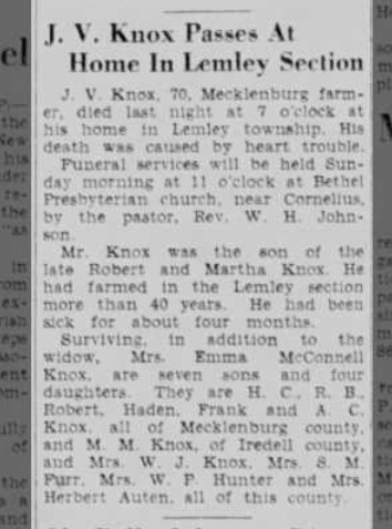 Joseph Van Buren Knox obituary