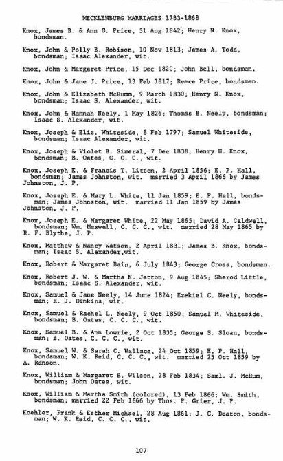 Marriage listed in Mecklenburg Marriages 1783-1868