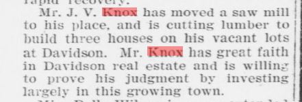 Charlotte Observer 1907, Joe Knox investing in the future of Davidson