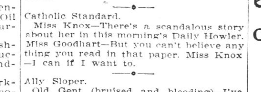Sarah Jane Blythe Knox's gossip column line in her school newspaper